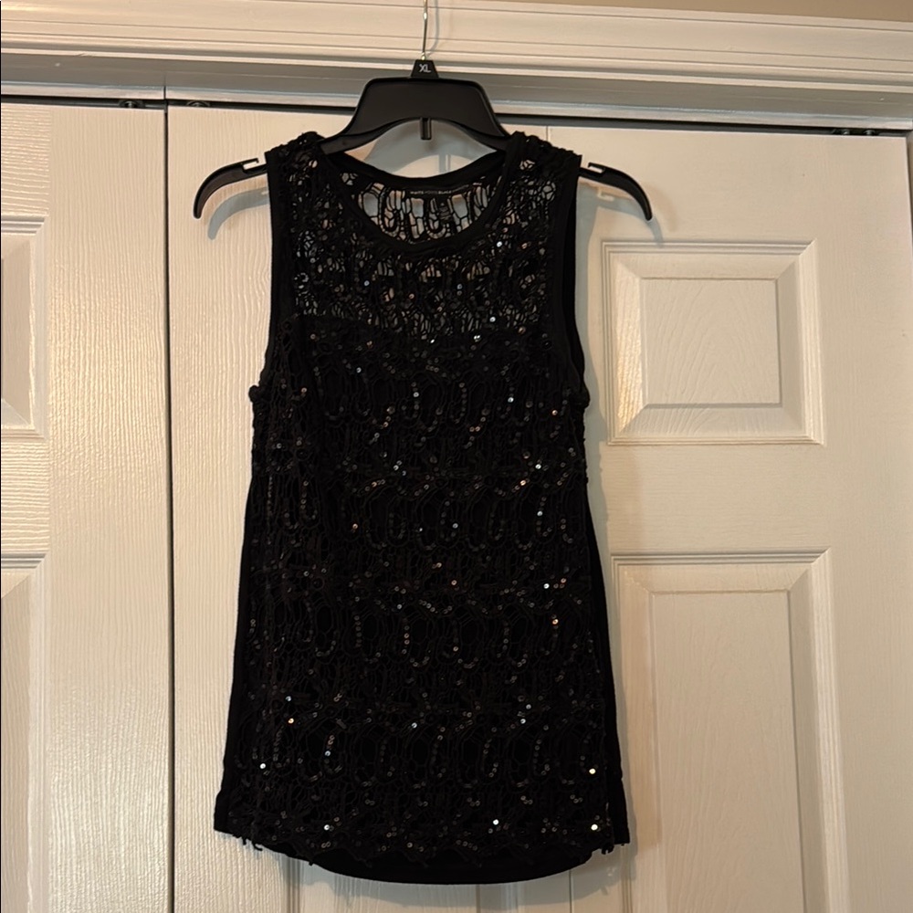 White House Black Market Black Sequin Tank Top